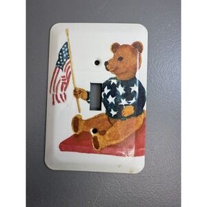 Patriotic Teddy Bear American Flag Wallplate Toggle‎ Switch Metal Cover #17